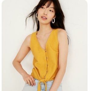 MADEWELL Texture and Thread Womens Button Front Tie Tank XS J76